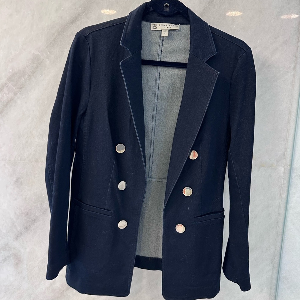 Anne Klein Navy Double-Breasted Blazer
